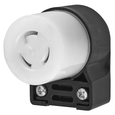 Hubbell Wiring Device-Kellems Locking Connector, L5-15R, 15 A, 125V AC, Single Phase, 2 Pole, Screw Terminals, Black, White HBL4729CA